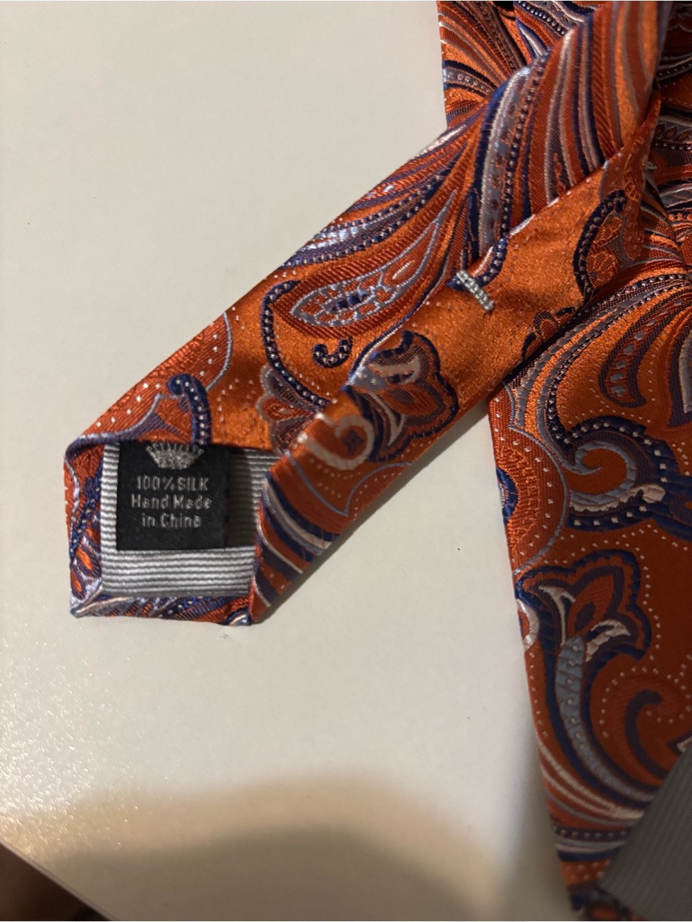 Countess Mara Men's Silk Tie Orange Paisley Pattern Excellent Condition - Picture 7 of 8